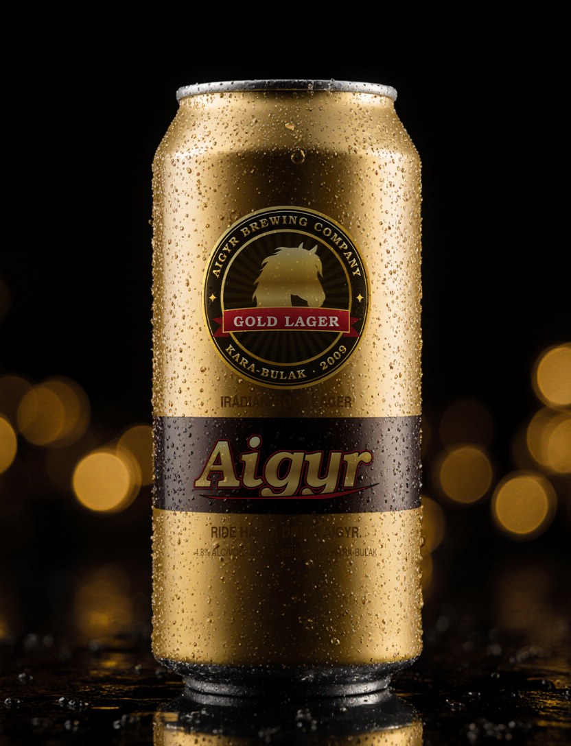 A gold can of Aigyr Gold lager